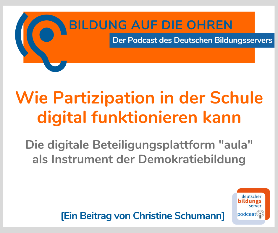 Sharepic zum Podcast "Wie Partizipation in der Schule digital funktionieren kann" mit Marina Weisband.
