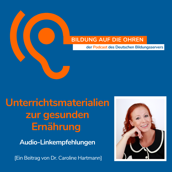 Sharepic zum Podcast von Caroline Hartmann (mit Porträtfoto) zum Thema Bundestagswahl 2021, Audiolinkempehlungen zum Tag der gesunden Ernährung