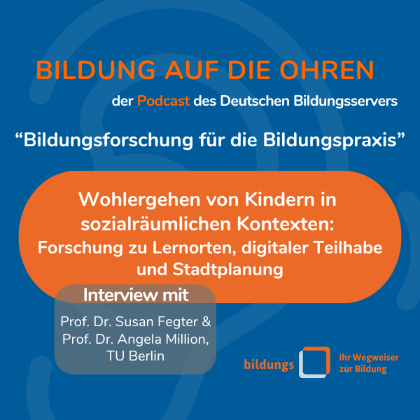 Sharepic zu Podcast-INterview "Wohlergehen von Kindern in sozialräumlichen Kontexten: Forschung zu Lernorten, digitaler Teilhabe und Stadtplanung"